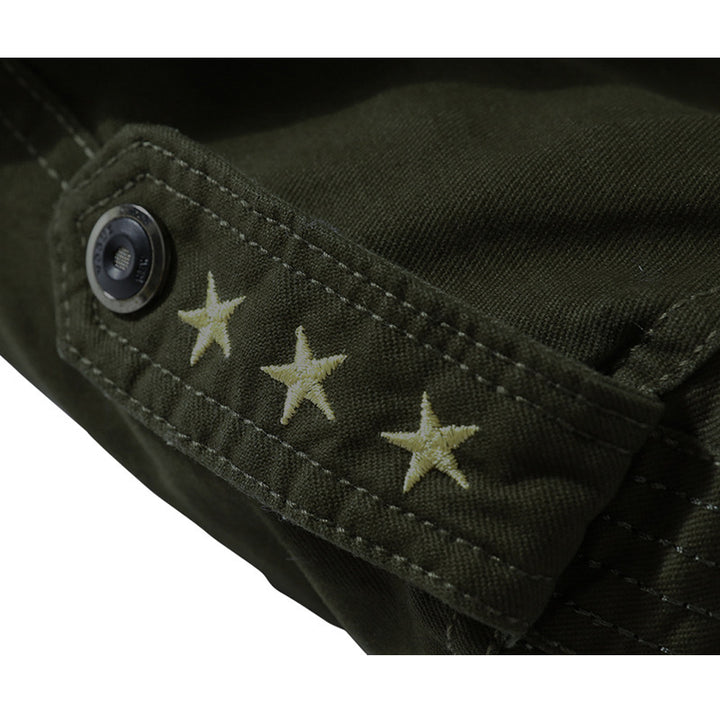 Herren Canvas-Flightjacke mit wärmender Fleece-Innenlage, Schulterklappen und Multifunktions-Taschen – Taviero