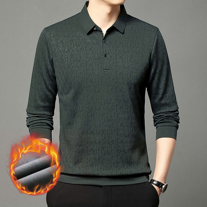 Herren Langarm Poloshirt mit strukturiertem Design und feuchtigkeitsregulierendem Stoff Echoarchiv