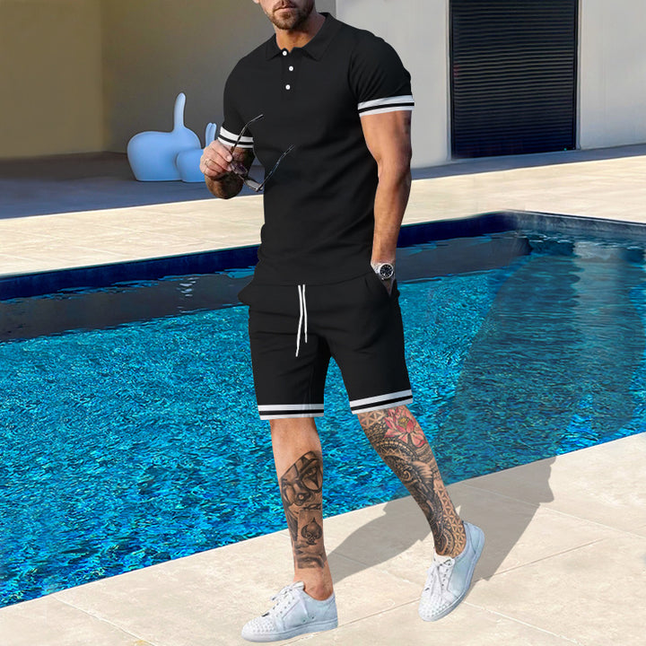 Herren Poloshirt und Shorts-Set mit sportlichen Akzenten Echoarchiv