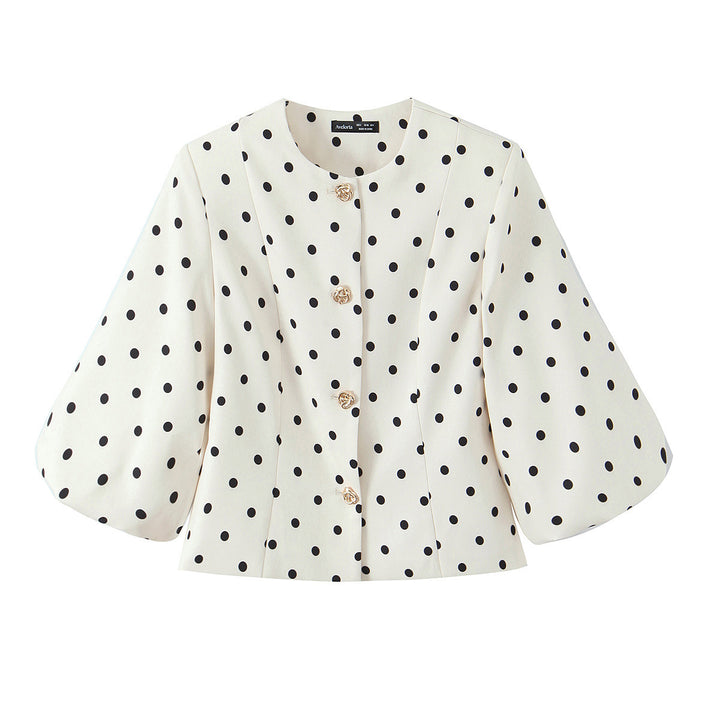 Damenbluse mit voluminösen Ärmeln und Polka-Dot-Muster Echo Archiv
