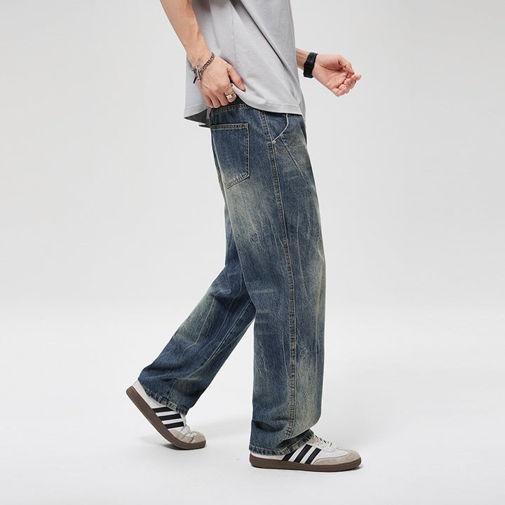 Herren Baggy-Jeans im Vintage‑Wash mit hoher Bundhöhe, relaxed Bein & dezenter Distressed‑Optik Echoarchiv