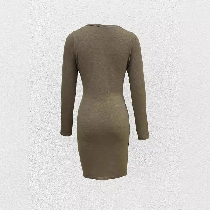 Damen Langärmeliges Wickel‑Optik‑Tulpenkleid mit Seitentaschen Echo Archiv