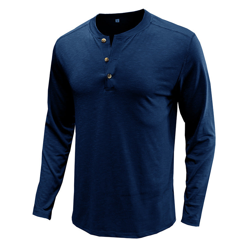 Herren Langarm-Henley-Shirt mit komfortablem Schnitt und praktischer Knopfleiste Echoarchiv