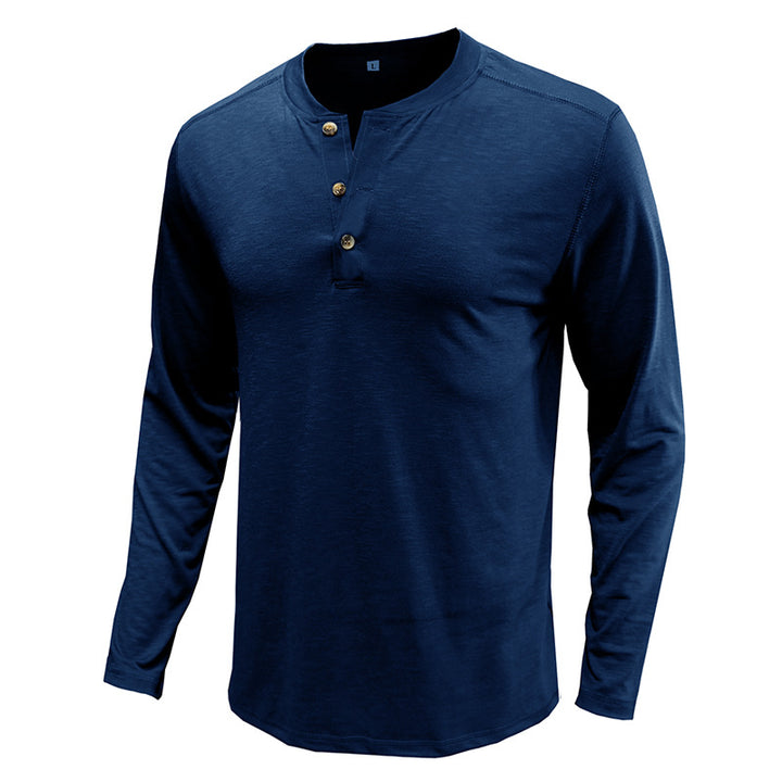 Herren Langarm-Henley-Shirt mit komfortablem Schnitt und praktischer Knopfleiste Echoarchiv