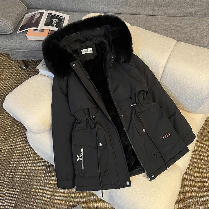 Damen nan wattierter Parka mit abnehmbarer Kunstpelzkapuze, tailliertem Kordelzug und weichem Teddy-Innenfutter Echo Archiv