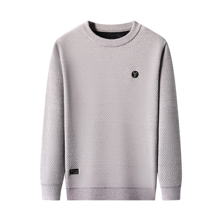 Herren Strukturierter Pullover mit Rundhalsausschnitt und hochwertiger Stricktextur Echoarchiv