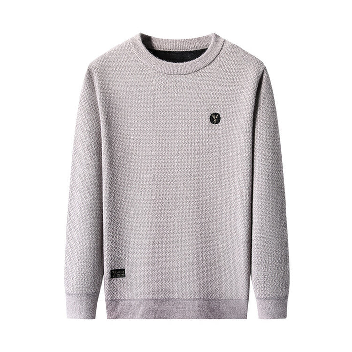 Herren Strukturierter Pullover mit Rundhalsausschnitt und hochwertiger Stricktextur Echoarchiv