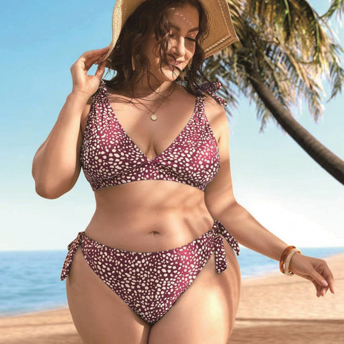 Damen Triangel-Bikini mit verspielten Schleifen und modischem Muster Echo Archiv