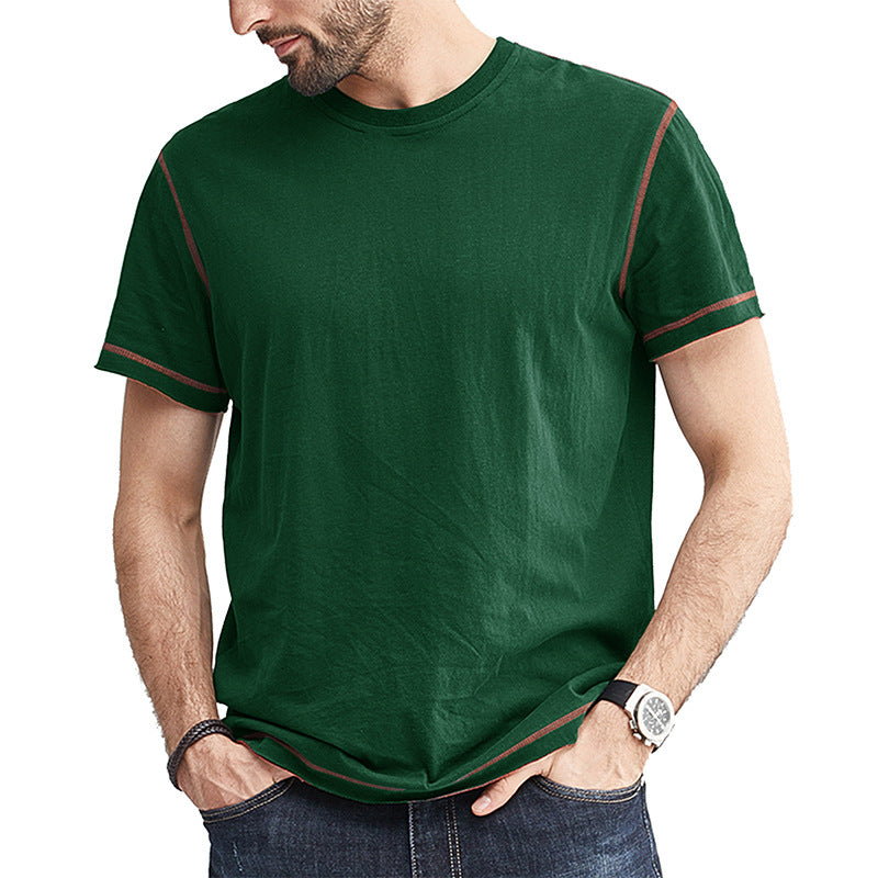 Herren Rundhals-T-Shirt mit kontrastierenden Ärmeln und lässigem Schnitt Echoarchiv