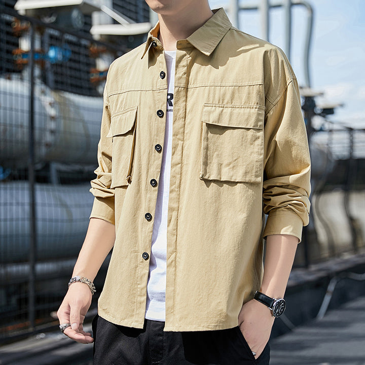 Herren Overshirt im Utility-Canvas-Look mit Brustpattentaschen und geradem Schnitt Echoarchiv