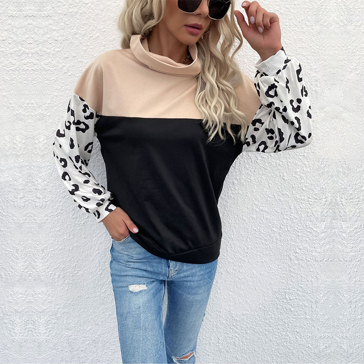 Damen Oversize-Pullover mit Schalkragen, Colourblock und Ballonärmeln Echoarchiv