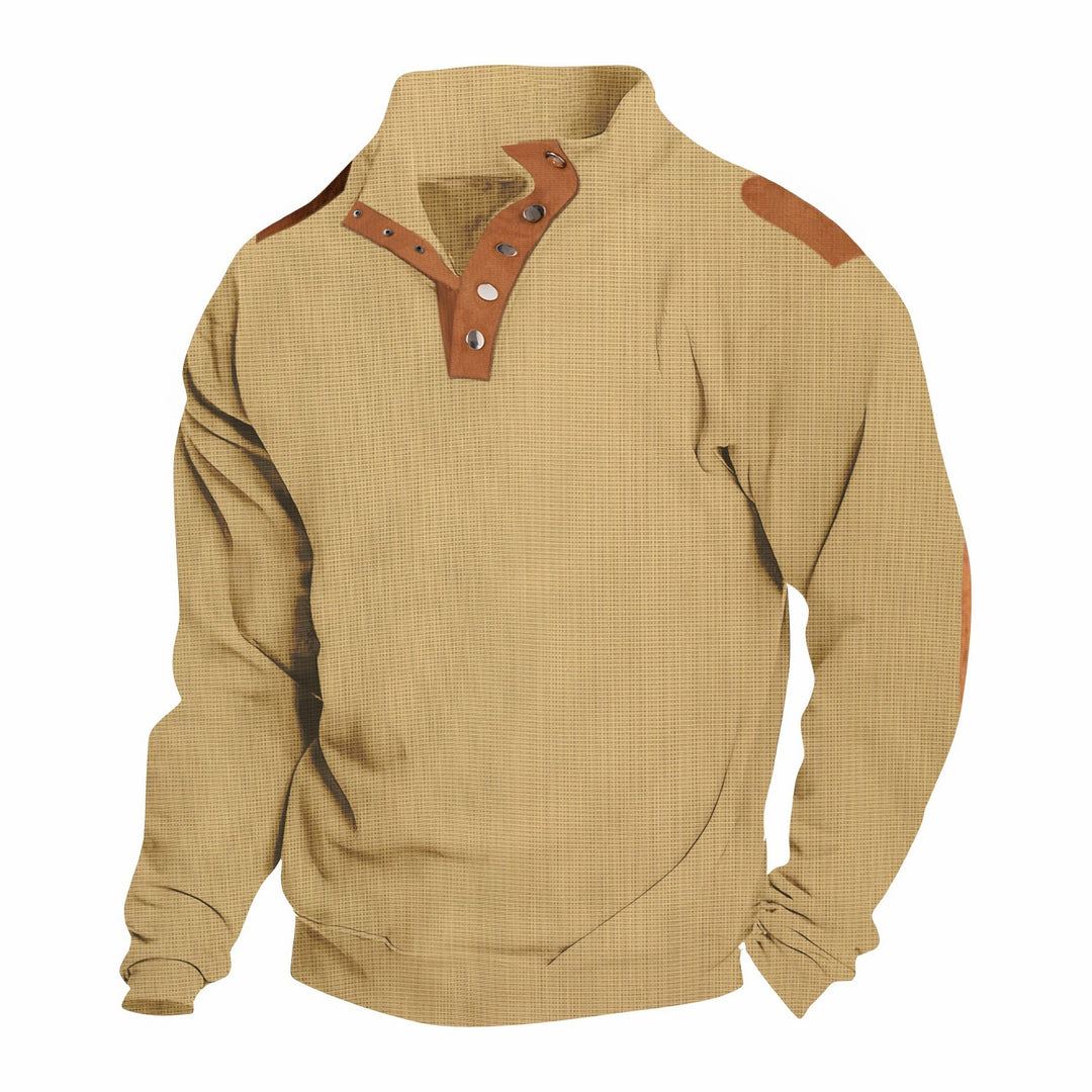 Herren Pullover mit Stehkragen und dekorativen Knopfdetails Echoarchiv