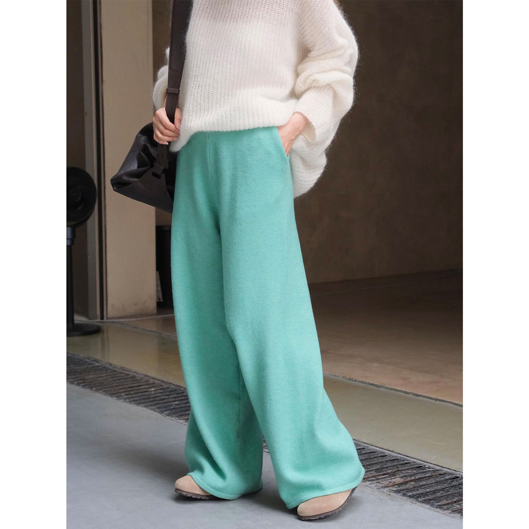 Damen Weite Strick‑Palazzohose im Lounge‑Look mit hohem Bund Echoarchiv