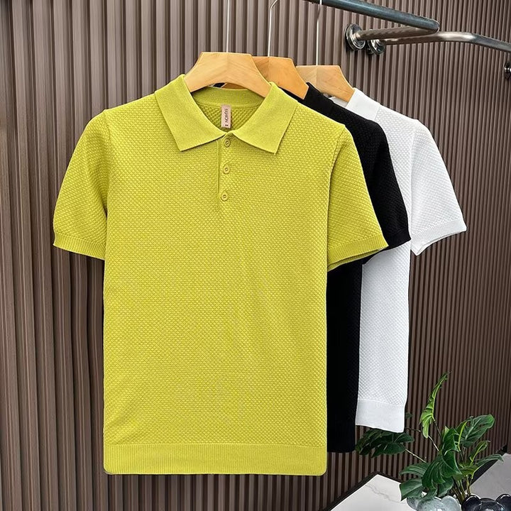 Herrenmode Poloshirt mit kurzen Ärmeln und Struktur Echo Archive