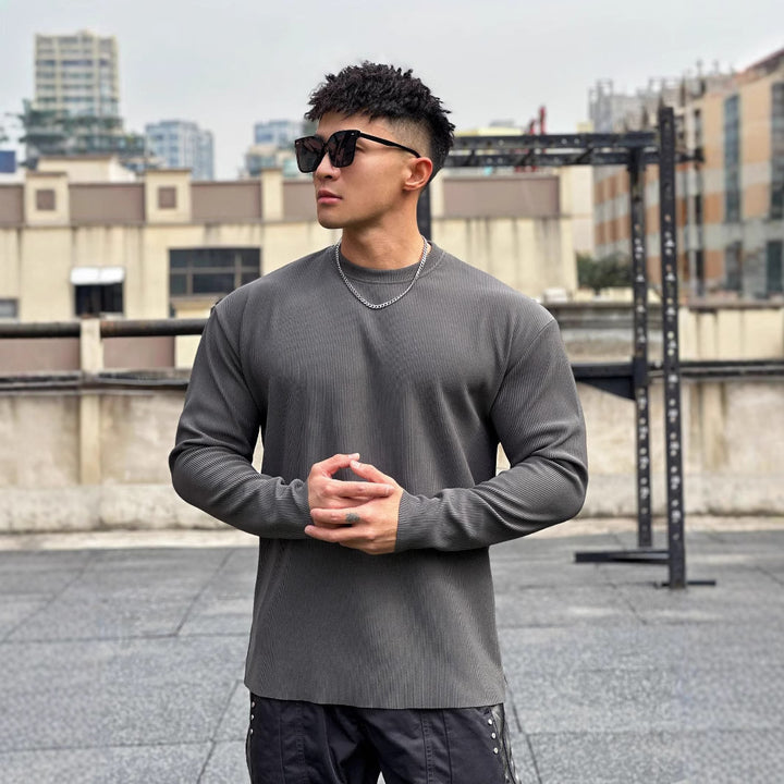 Herren Langarmshirt aus hochwertigem Rippmaterial mit lässigem Schnitt Echoarchiv