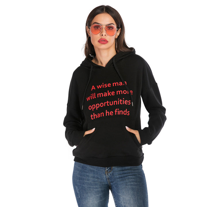 Damen Kapuzenpullover mit Statement-Print, Kängurutasche und Oversize-Schnitt Echoarchiv