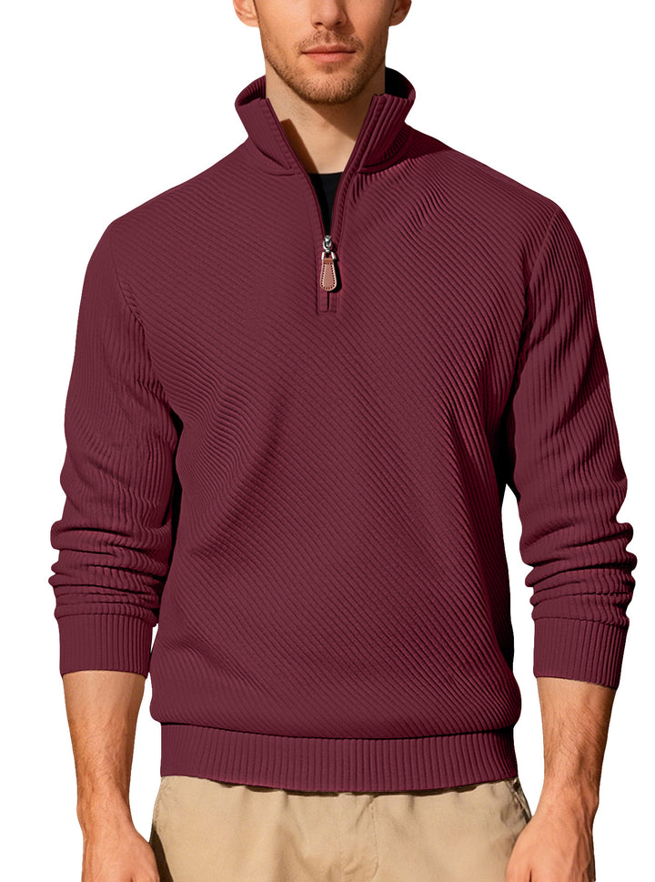 Herren Strickpullover mit hohem Kragen und Reißverschluss Echoarchiv