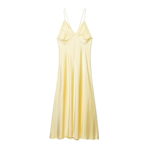 Damen Slipdress mit verführerischem V-Ausschnitt und feinen Rüschendetails Echo Archiv