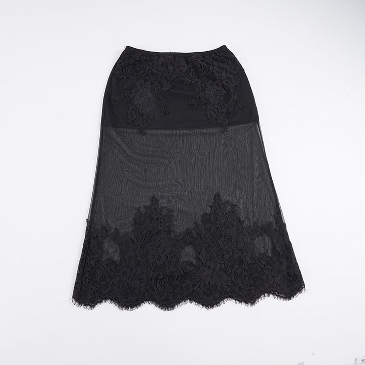Damen Spitzenrock mit transparentem Unterkleid und verzierten Rüschen Echo Archiv