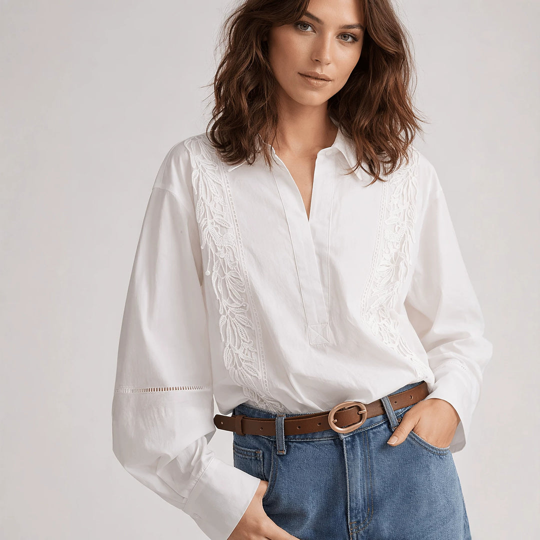 Damen Elegante Bluse mit feinen Stickdetails Echo Archiv