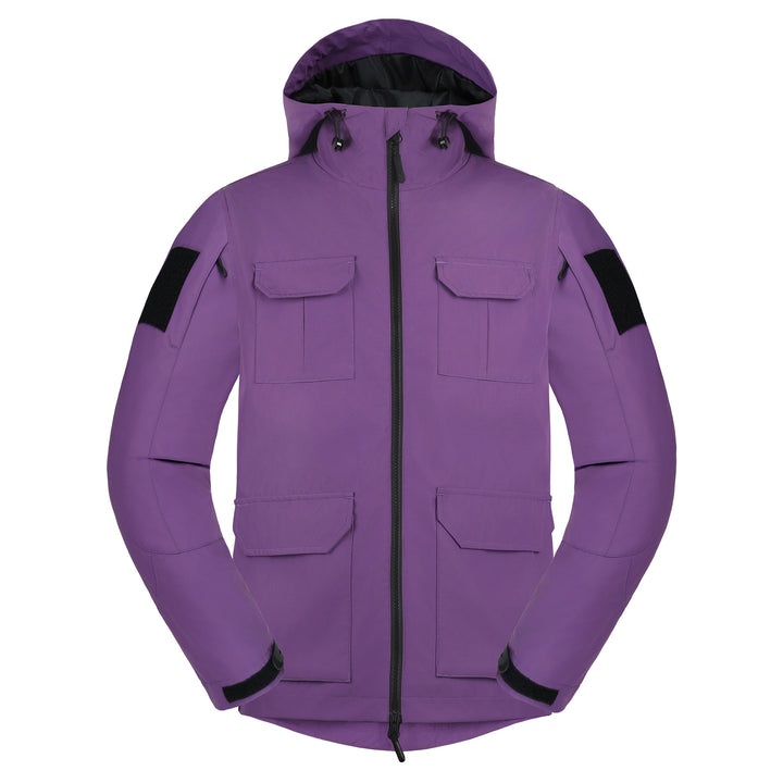 Men's weatherproof hooded utility parka with flap chest pockets and sleeve patch panels – Cavarno
