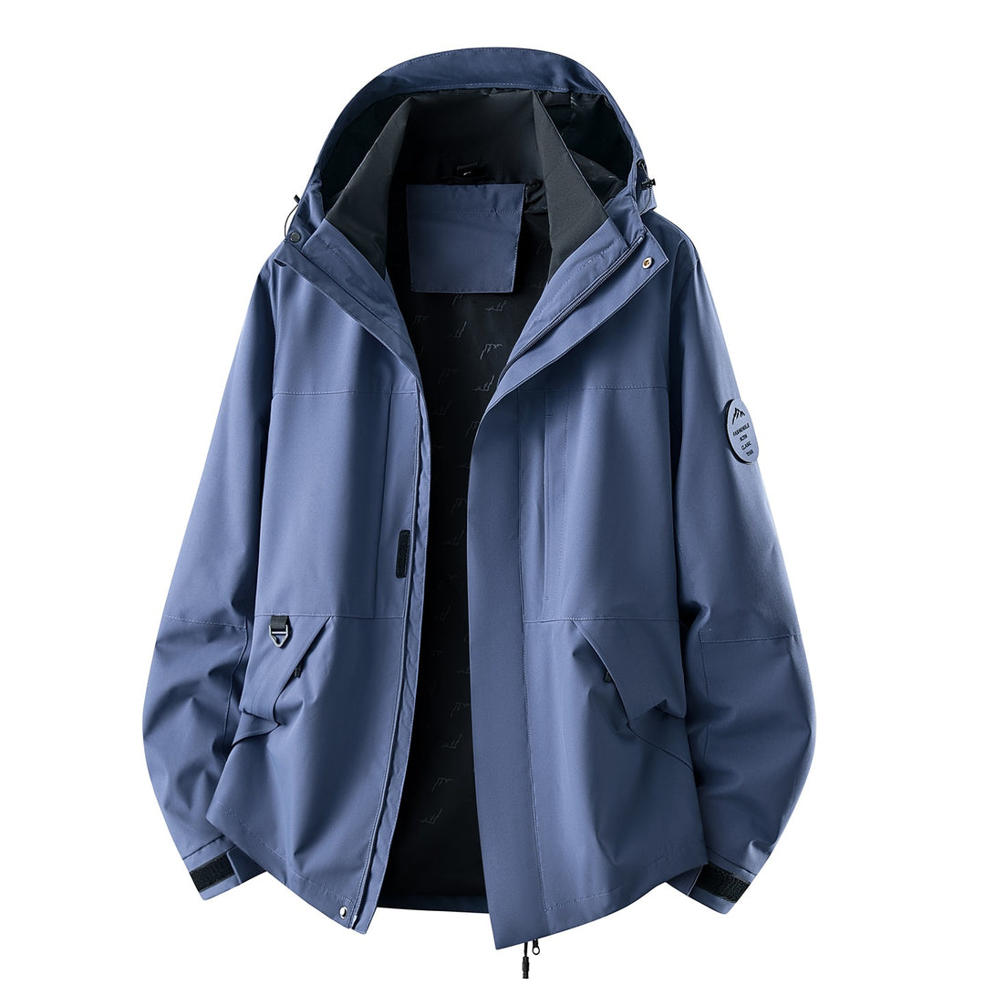 Herren Wasserabweisende Oversize-Outdoorjacke mit Kapuze, atmungsaktivem Softshell & Utility‑Taschen Echoarchiv