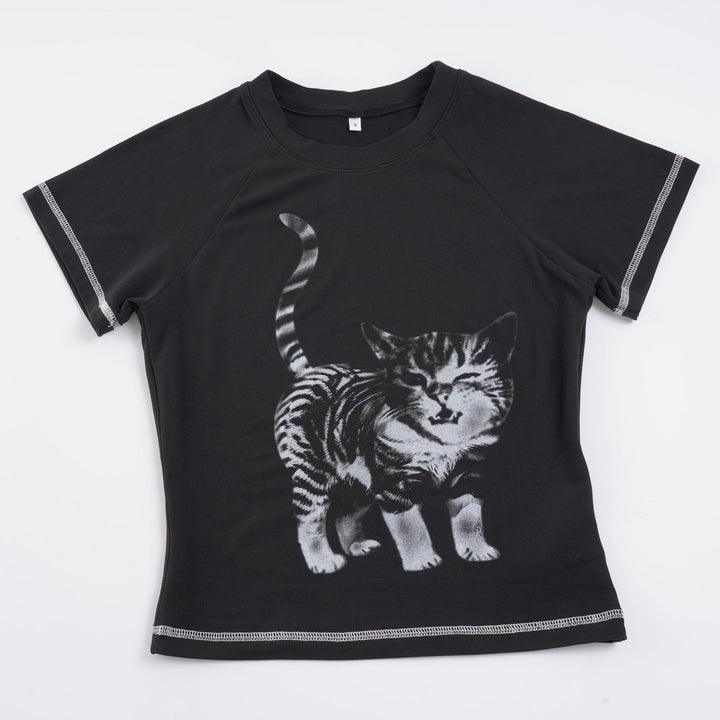 Damen T-Shirt mit kreativem Katzenmotiv Echo Archiv