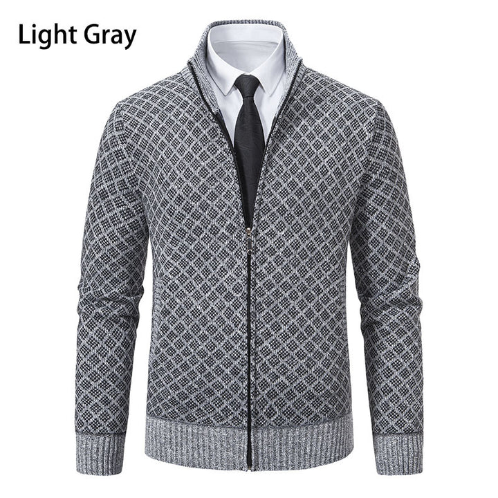 Herren nan gemusterte Strickjacke mit Stehkragen und durchgehendem Reißverschluss Echo Archiv