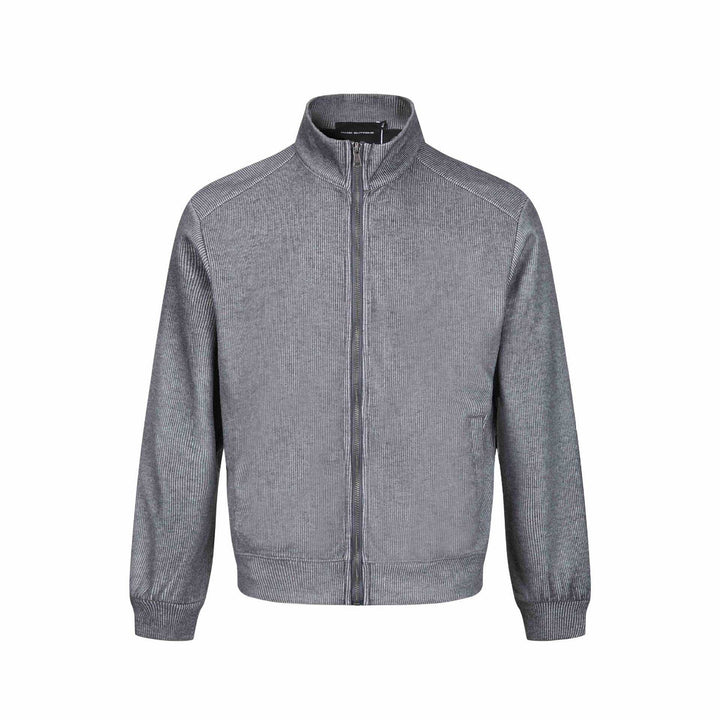 Herren Leichte Sweatjacke aus Baumwoll‑Mix mit Stehkragen, durchgehendem Reißverschluss und Eingrifftaschen Echoarchiv