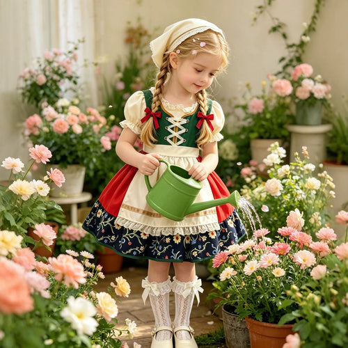 Damen nan traditionelles Kinderdirndl mit Schürze und kunstvoller Stickerei Echo Archiv