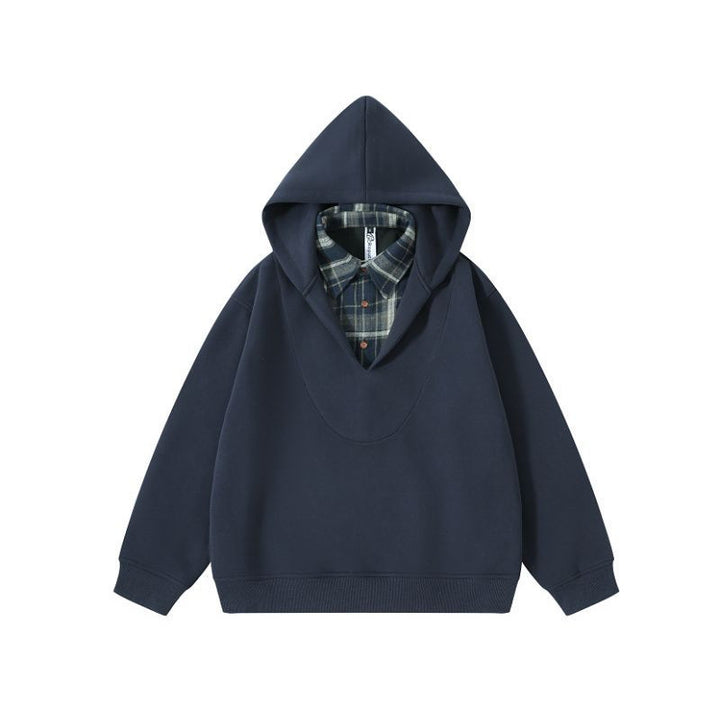 Unisex Oversize Kapuzenpullover mit integriertem Hemdkragen im Layering‑Look Echo Archiv