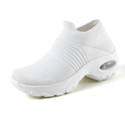 Damen Slip-On Strick-Sneaker mit sockenähnlichem Schaft und Luftkissen-Plateausohle – Névara