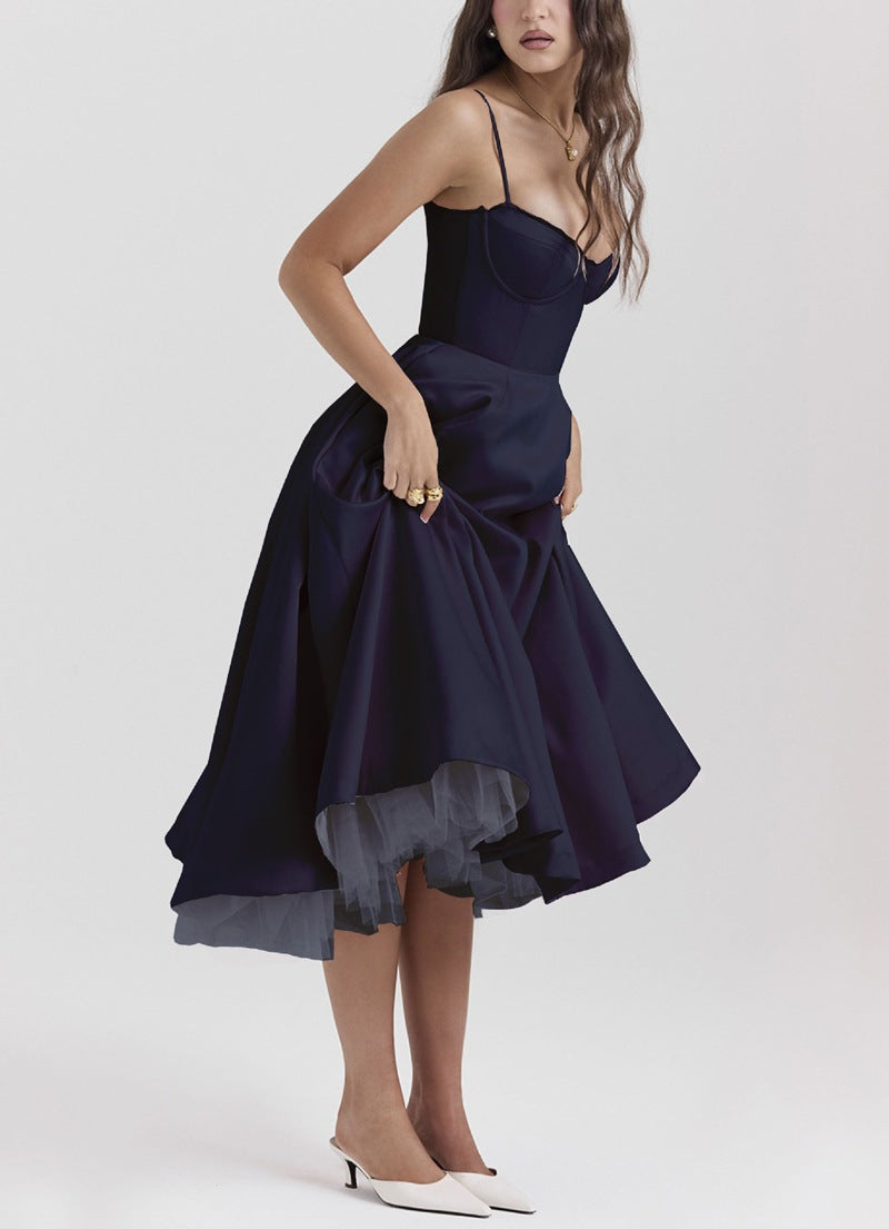 Damen nan Bustierkleid mit geformtem Mieder, weichem Tellerrock, integriertem Tüll-Unterzug und Eingrifftaschen Echo Archiv