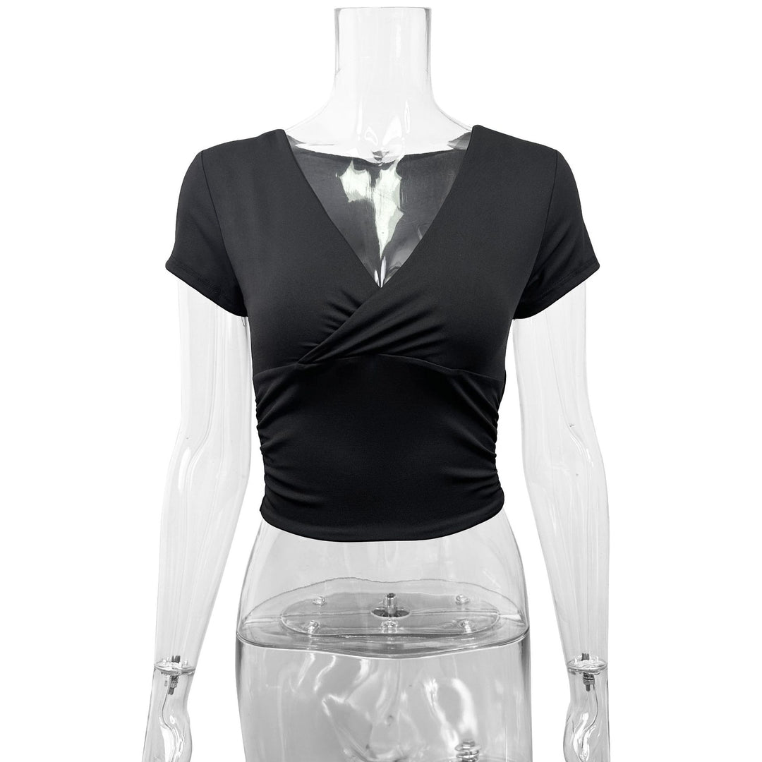 Damen Kurzarm-bodycon Oberteil Echo Archiv