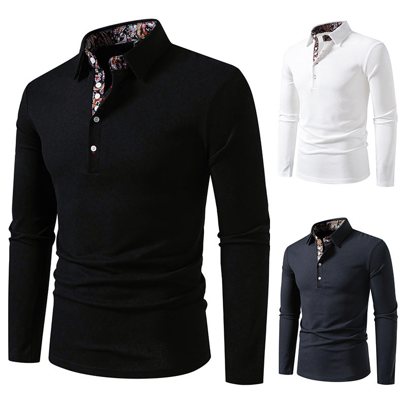 Herren Langarm Polohemd mit elegantem Design und kontrastierendem Kragen Echoarchiv