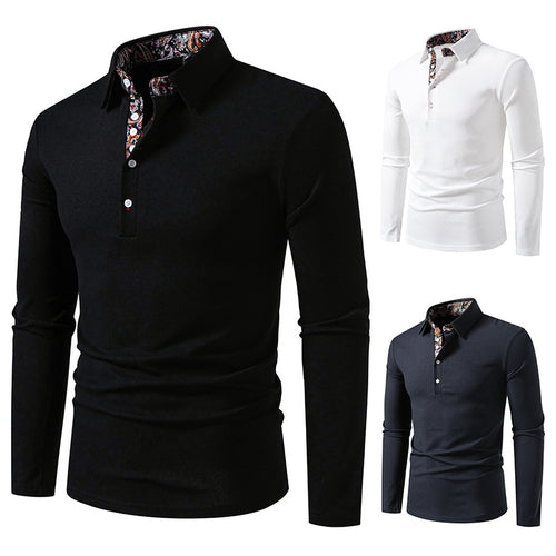 Herren Langarm Polohemd mit elegantem Design und kontrastierendem Kragen Echoarchiv