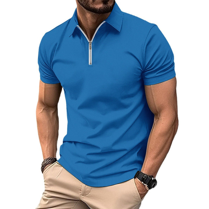 Herren Kurzarm Poloshirt mit Reißverschluss und strukturiertem Design Echoarchiv