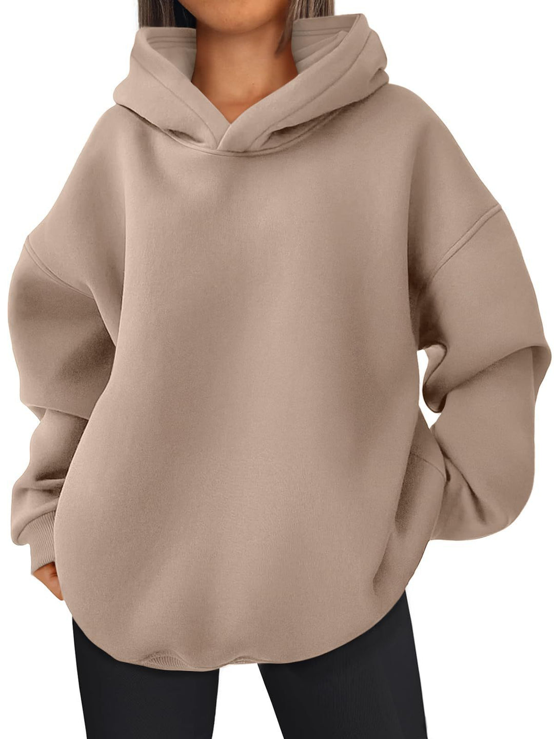 Damen nan kastiger Kapuzenpullover mit doppellagiger Kapuze, überschnittener Schulter und längerem Rückenteil Echo Archiv