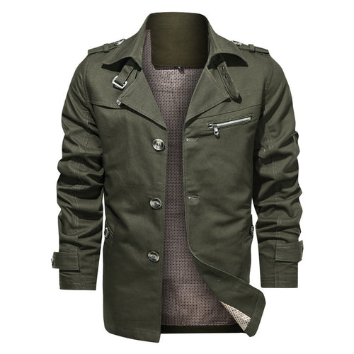 Herren Leichte Fieldjacke im Trenchstil mit Reverskragen und Schulterklappen – Taviero