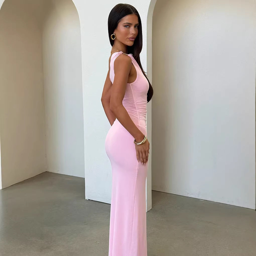 Damen Elegantes Maxikleid mit asymmetrischem Design und raffinierten Rüschen Echo Archiv