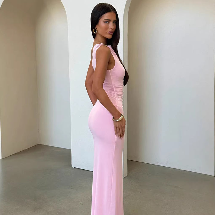 Damen Elegantes Maxikleid mit asymmetrischem Design und raffinierten Rüschen Echo Archiv