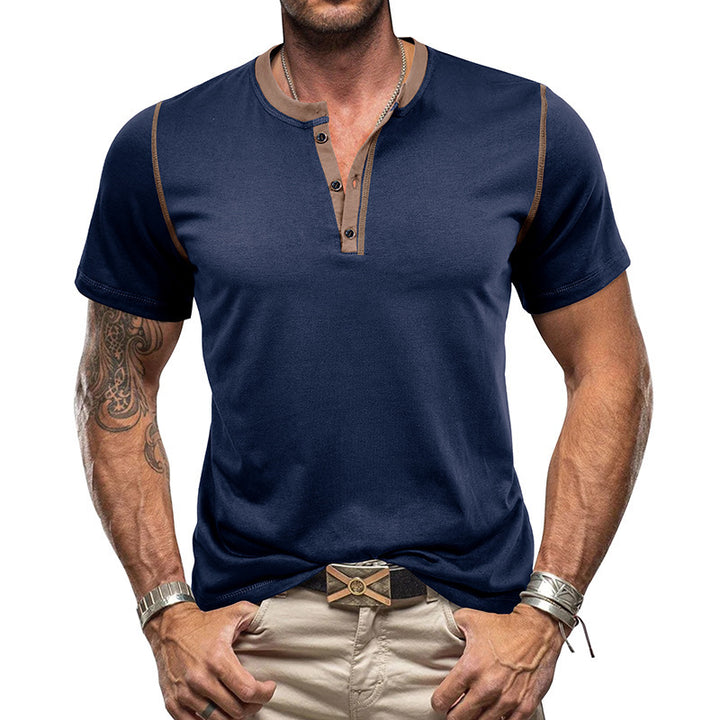 Herren Polohemd im modischen Henley-Stil mit einzigartigen Akzenten Echoarchiv