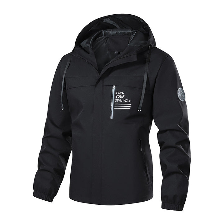 Herren Wetterfeste Kapuzenjacke mit wärmendem Teddyfleece-Inlay und verdecktem Frontreißverschluss – Taviero
