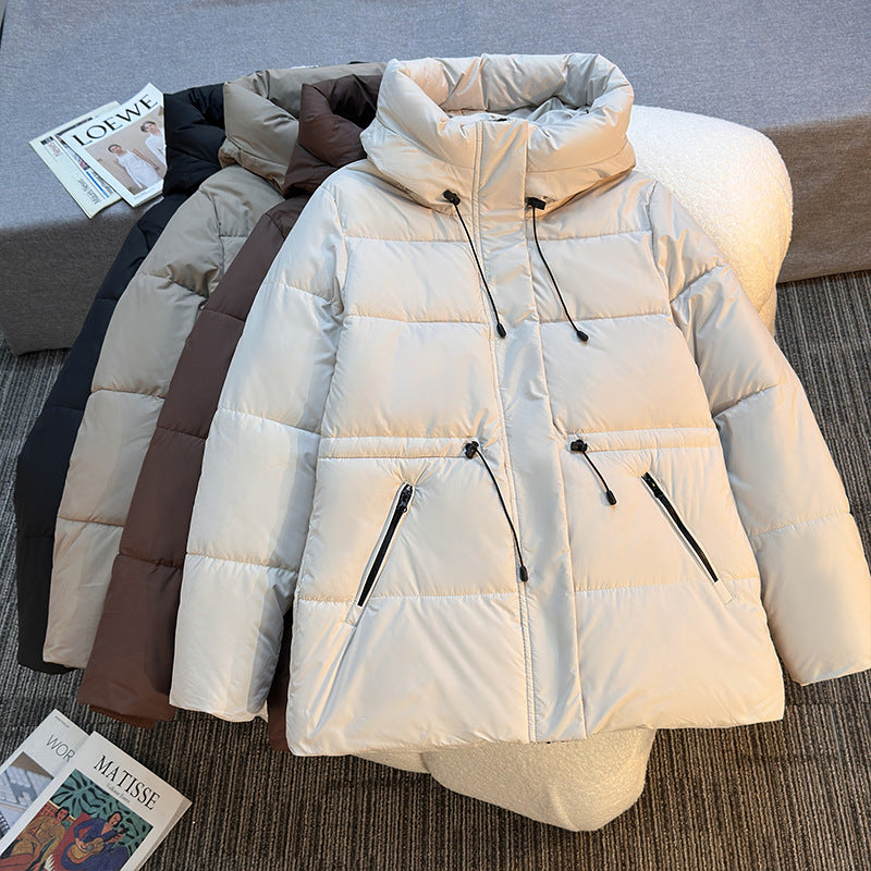Damen Boxy‑Pufferjacke mit wattierter Isolierung, Steh‑Kapuze und Kordelzügen Echo Archiv