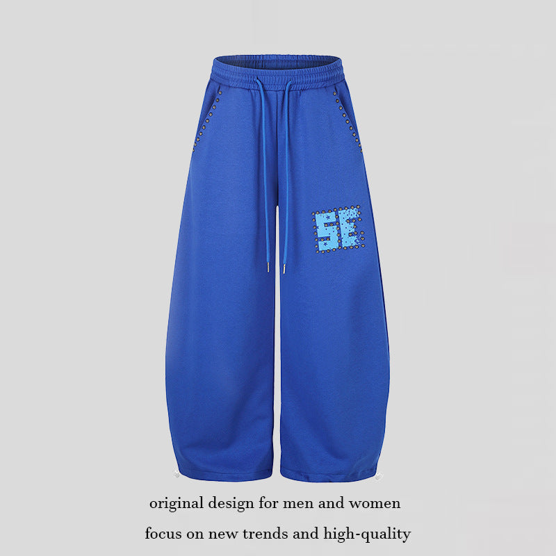 Damen Weite Palazzo-Sweatpants mit Nietenbesatz, Komfortbund und Saumkordel Echoarchiv
