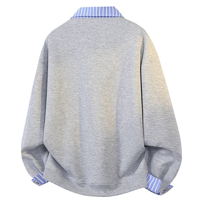 Damen Oversize-Sweatshirt mit Hemdkragen & Halbzip im Lagenlook Echoarchiv