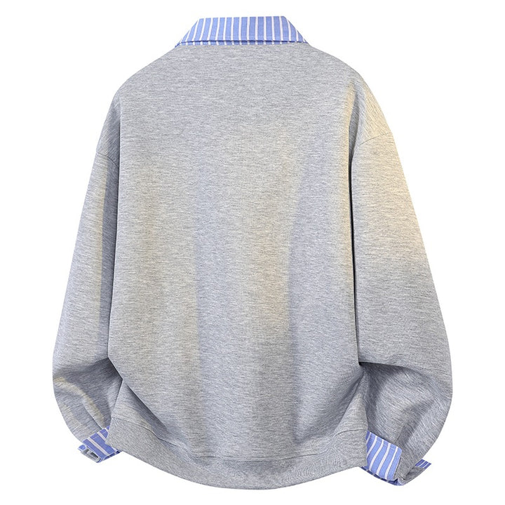 Damen Oversize-Sweatshirt mit Hemdkragen & Halbzip im Lagenlook Echoarchiv