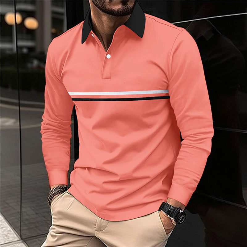 Herren Langarm Poloshirt mit modernem Streifenmuster Echoarchiv