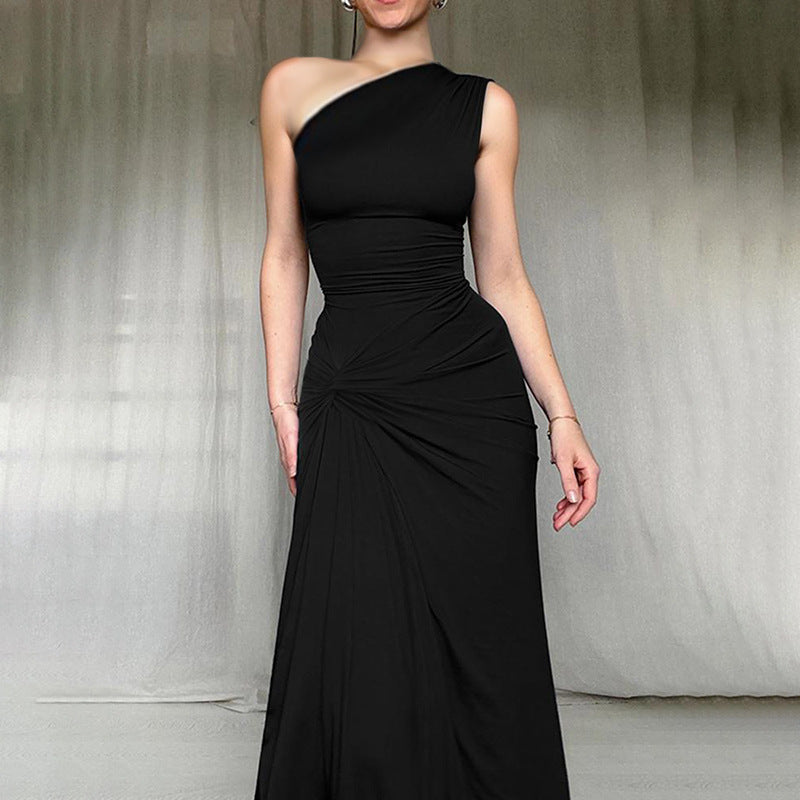 Damen Elegantes One-Shoulder Maxikleid mit verführerischem Seitenschlitz Echo Archiv