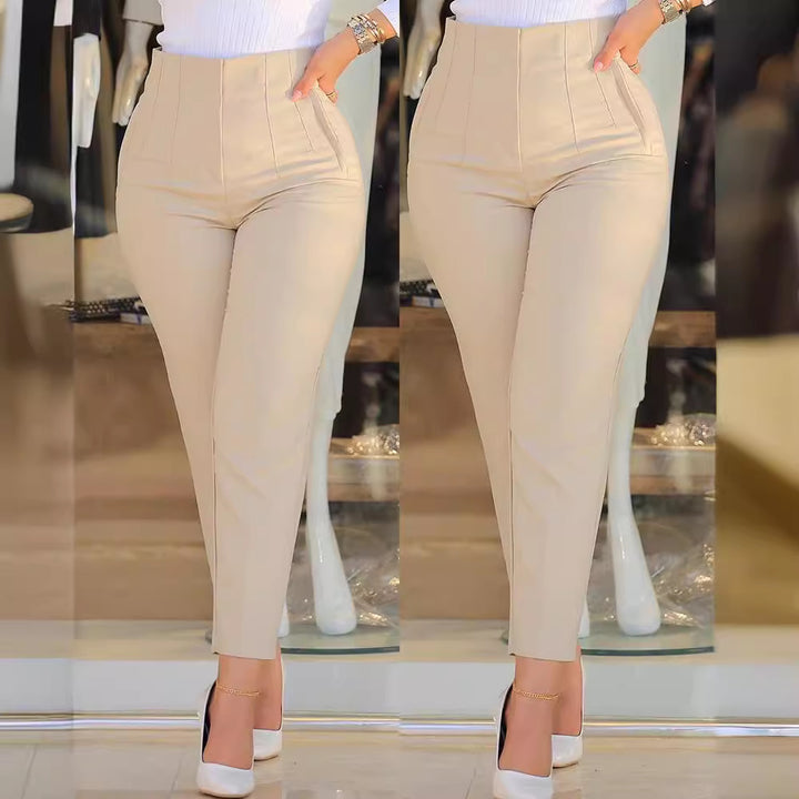 Damen Hochtaillierte Slim-Fit Bügelfalten-Hose mit geradem Bein – Avélisse